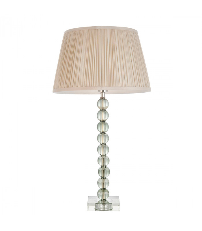 Adelie & Freya Base & Shade Table Lamp Grey Green Tinted Crystal Glass & Oyster Silk-8