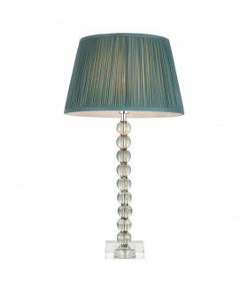 Adelie & Freya Base & Shade Table Lamp Grey Green Tinted Crystal Glass & Fir Silk-1