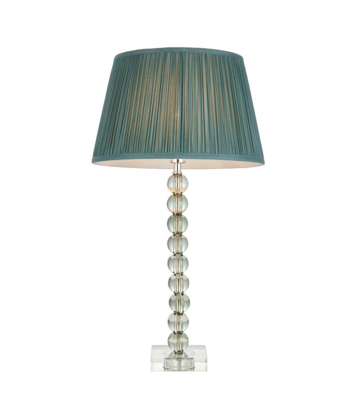 Adelie & Freya Base & Shade Table Lamp Grey Green Tinted Crystal Glass & Fir Silk-1