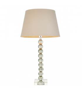 Adelie & Cici Base & Shade Table Lamp Grey Green Tinted Crystal Glass & Grey Fabric-1