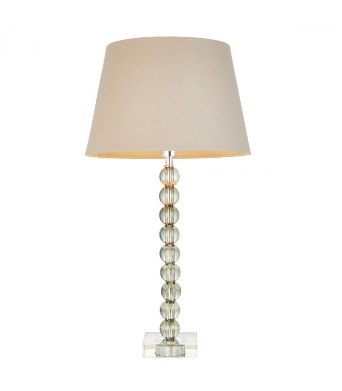 Adelie & Cici Base & Shade Table Lamp Grey Green Tinted Crystal Glass & Grey Fabric-1
