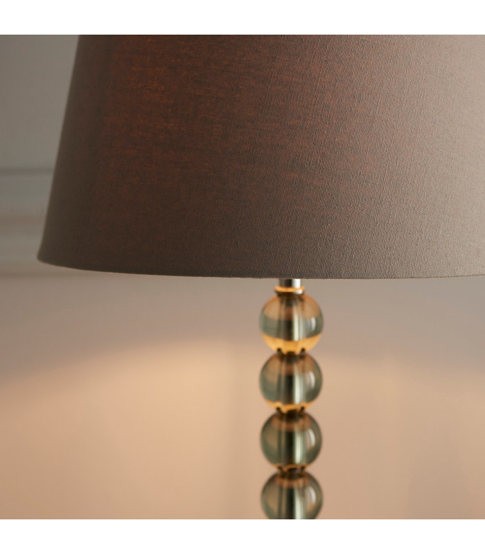 Adelie & Cici Base & Shade Table Lamp Grey Green Tinted Crystal Glass & Grey Fabric-5