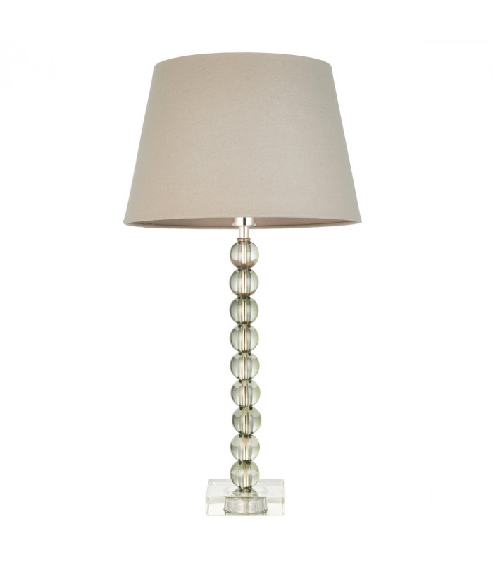 Adelie & Cici Base & Shade Table Lamp Grey Green Tinted Crystal Glass & Grey Fabric-8