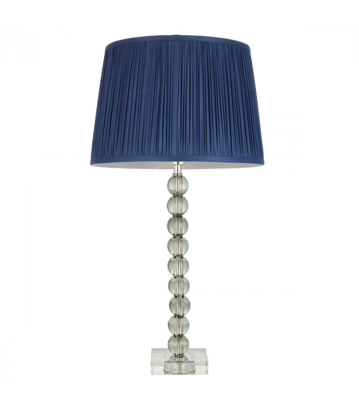 Adelie & Wentworth Base & Shade Table Lamp Grey Green Tinted Crystal Glass & Midnight Blue Silk-8