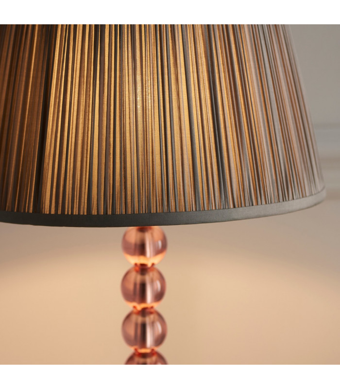 Adelie & Freya Base & Shade Table Lamp Blush Crystal Glass & Charcoal Grey Silk-5