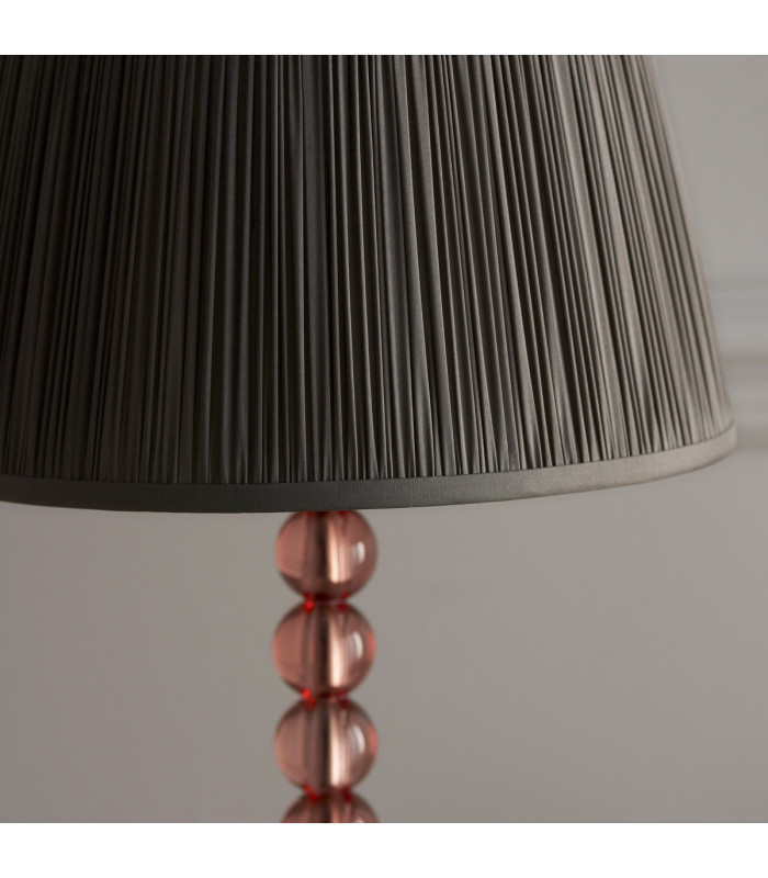 Adelie & Freya Base & Shade Table Lamp Blush Crystal Glass & Charcoal Grey Silk-6