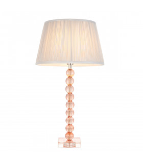 Adelie & Freya Base & Shade Table Lamp Blush Crystal Glass & Silver Satin Silk-1