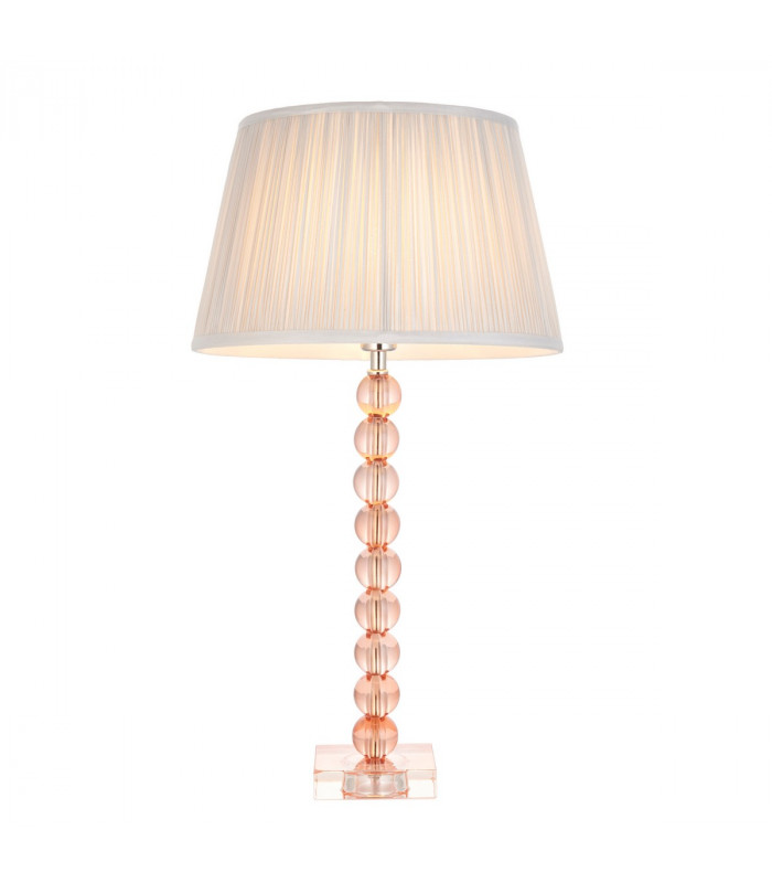 Adelie & Freya Base & Shade Table Lamp Blush Crystal Glass & Silver Satin Silk-1