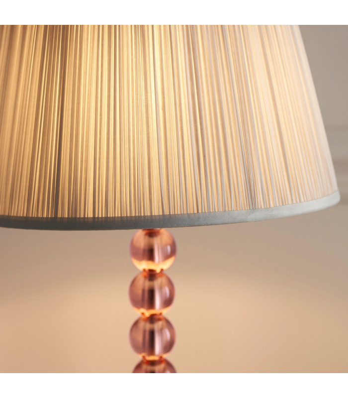Adelie & Freya Base & Shade Table Lamp Blush Crystal Glass & Silver Satin Silk-6