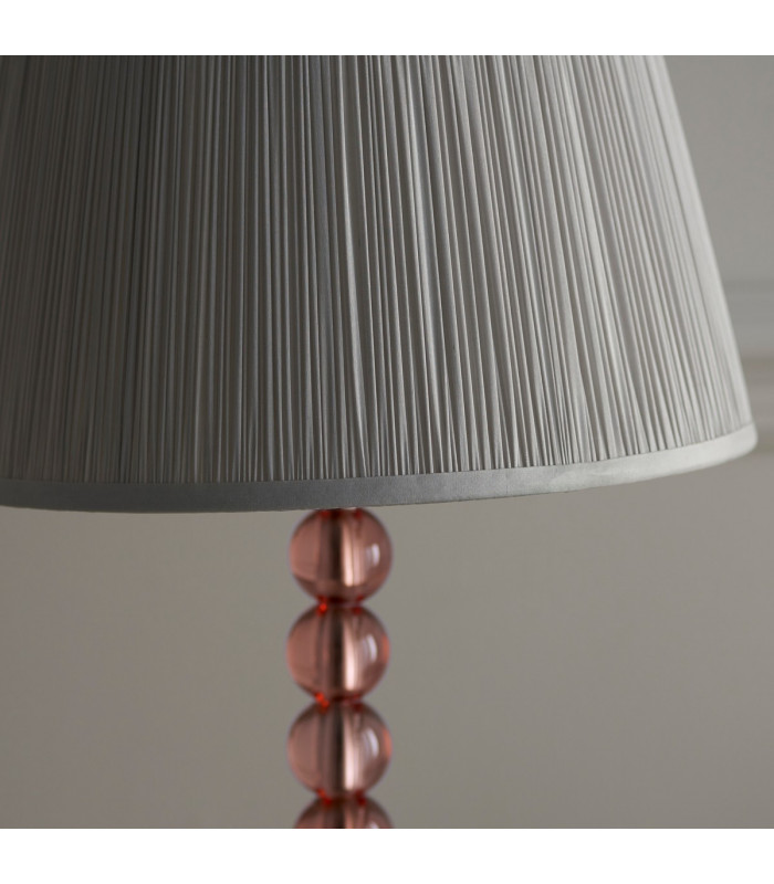 Adelie & Freya Base & Shade Table Lamp Blush Crystal Glass & Silver Satin Silk-7