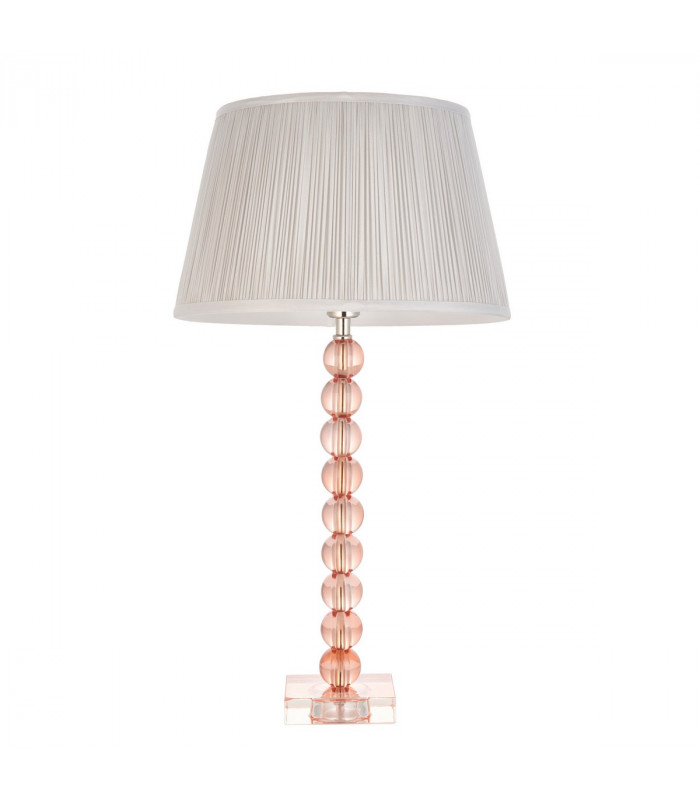 Adelie & Freya Base & Shade Table Lamp Blush Crystal Glass & Silver Satin Silk-8