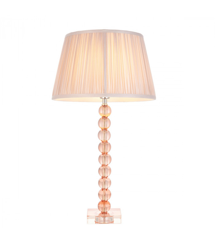 Adelie & Freya Base & Shade Table Lamp Blush Crystal Glass & Dusky Pink Silk-1