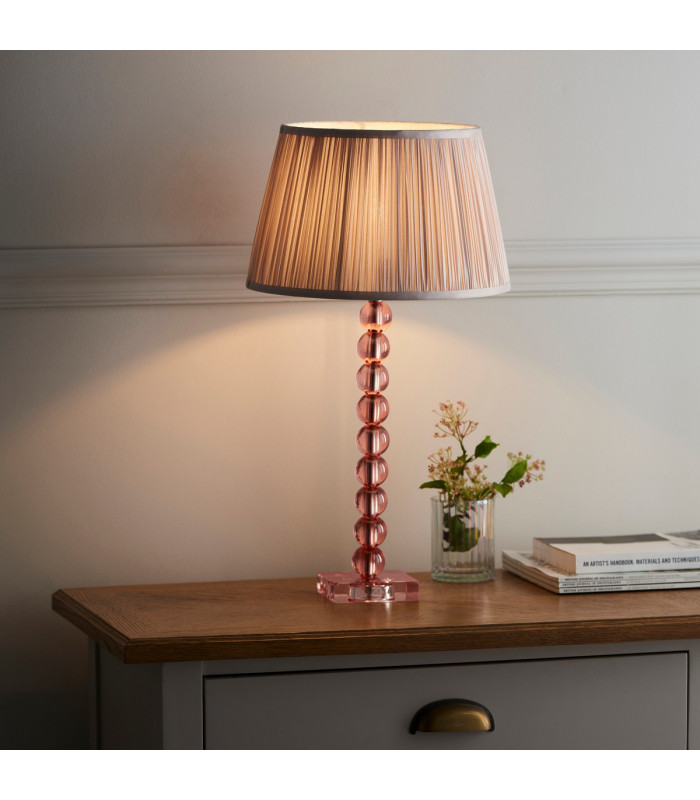 Adelie & Freya Base & Shade Table Lamp Blush Crystal Glass & Dusky Pink Silk-2