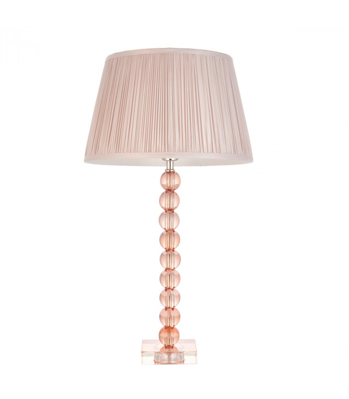 Adelie & Freya Base & Shade Table Lamp Blush Crystal Glass & Dusky Pink Silk-8