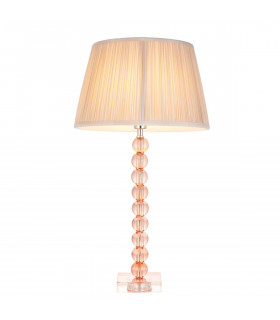 Adelie & Freya Base & Shade Table Lamp Blush Crystal Glass & Oyster Silk-1