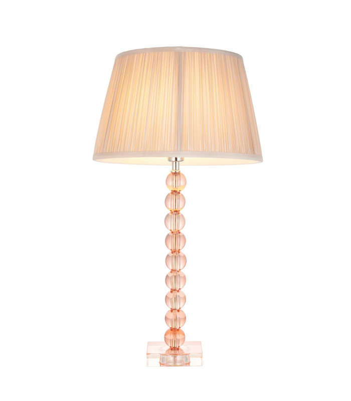 Adelie & Freya Base & Shade Table Lamp Blush Crystal Glass & Oyster Silk-1