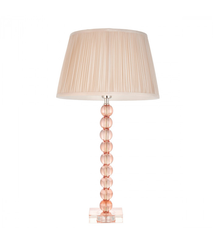 Adelie & Freya Base & Shade Table Lamp Blush Crystal Glass & Oyster Silk-8