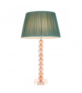 Adelie & Freya Base & Shade Table Lamp Blush Crystal Glass & Fir Silk-1