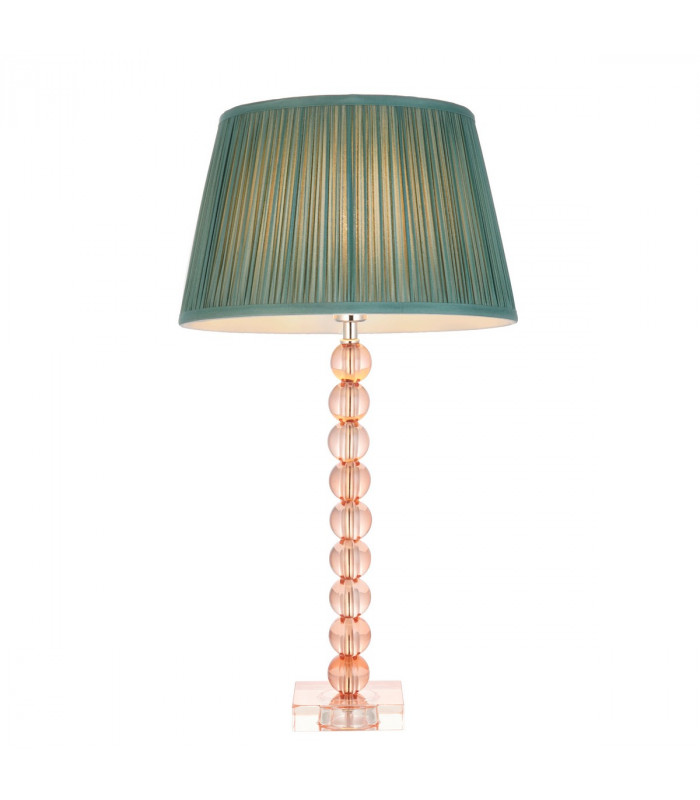Adelie & Freya Base & Shade Table Lamp Blush Crystal Glass & Fir Silk-1