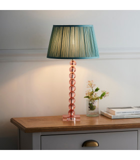 Adelie & Freya Base & Shade Table Lamp Blush Crystal Glass & Fir Silk-2