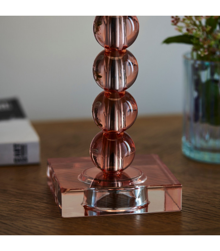 Adelie & Freya Base & Shade Table Lamp Blush Crystal Glass & Fir Silk-4