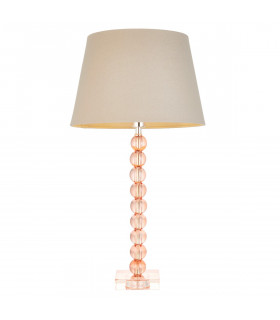 Adelie & Cici Base & Shade Table Lamp Blush Crystal Glass & Grey Fabric-1