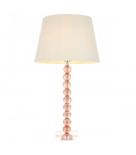 Adelie & Cici Base & Shade Table Lamp Blush Crystal Glass & Ivory Fabric-1
