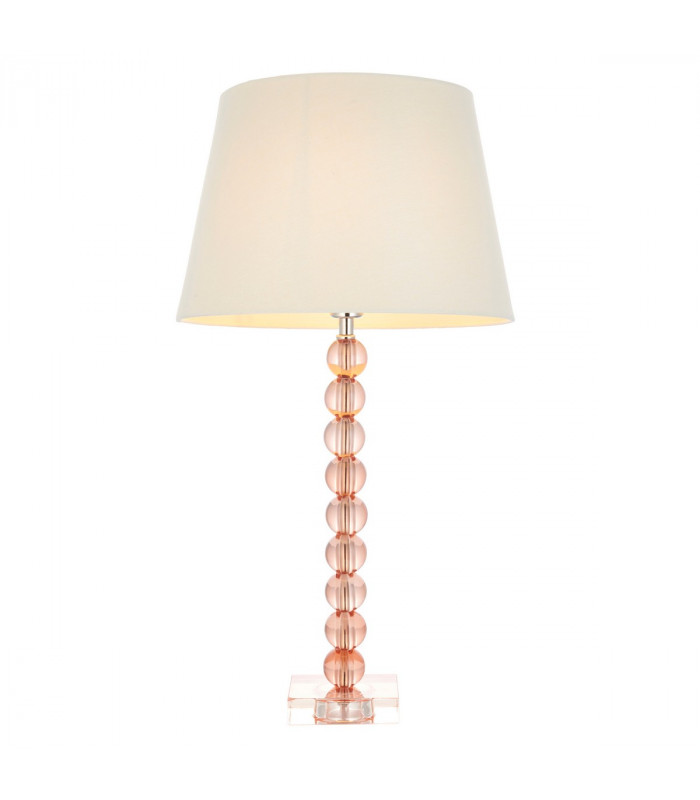 Adelie & Cici Base & Shade Table Lamp Blush Crystal Glass & Ivory Fabric-1