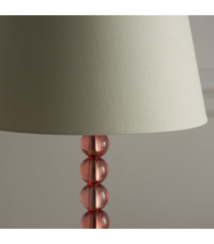 Adelie & Cici Base & Shade Table Lamp Blush Crystal Glass & Ivory Fabric-6