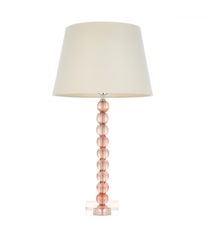 Adelie & Cici Base & Shade Table Lamp Blush Crystal Glass & Ivory Fabric-8