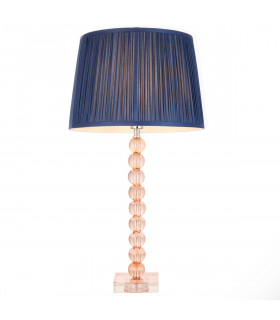 Adelie & Wentworth Base & Shade Table Lamp Blush Crystal Glass & Midnight Blue Silk-1