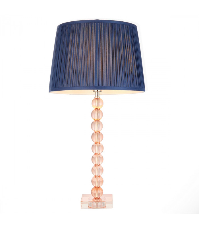 Adelie & Wentworth Base & Shade Table Lamp Blush Crystal Glass & Midnight Blue Silk-1