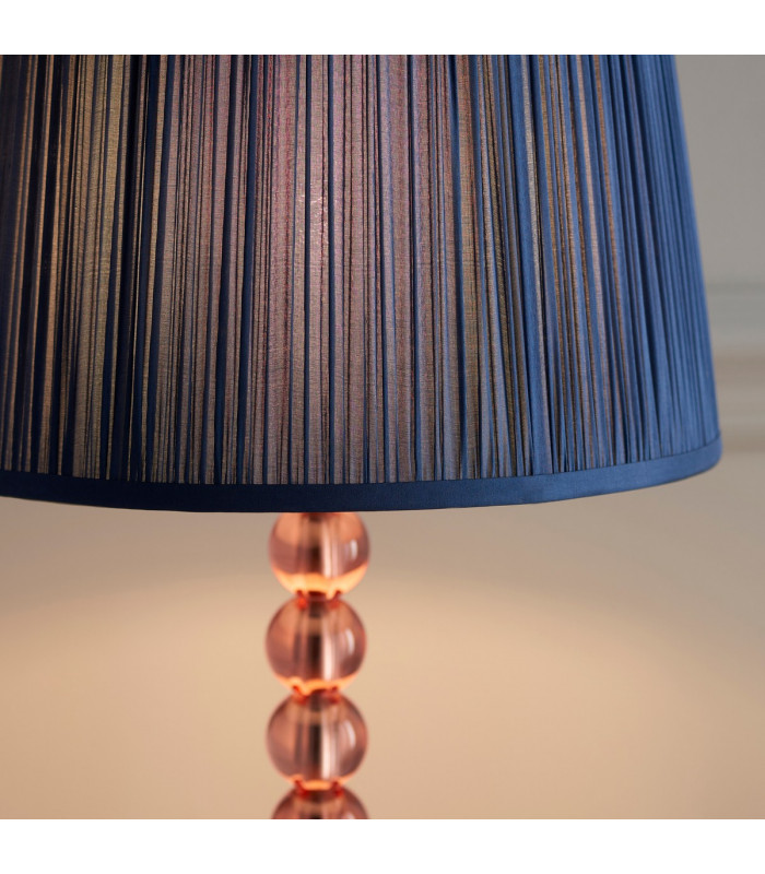 Adelie & Wentworth Base & Shade Table Lamp Blush Crystal Glass & Midnight Blue Silk-5