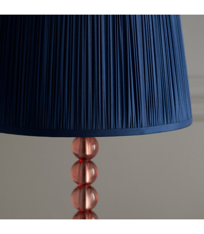 Adelie & Wentworth Base & Shade Table Lamp Blush Crystal Glass & Midnight Blue Silk-6