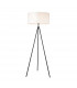 Tripod & Cylinder Base & Shade Floor Lamp Matt Black & Vintage White Fabric-1