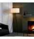 Tripod & Cylinder Base & Shade Floor Lamp Matt Black & Vintage White Fabric-3