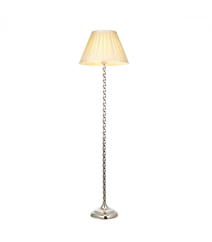 Suki & Chatsworth Base & Shade Floor Lamp Bright Nickel Plate & Ivory Silk-1