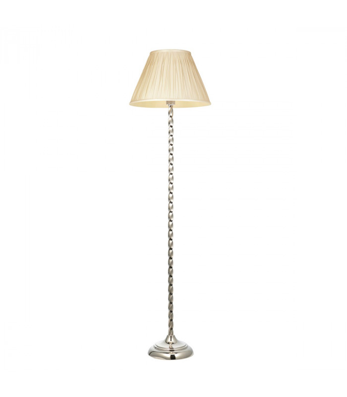 Suki & Chatsworth Base & Shade Floor Lamp Bright Nickel Plate & Ivory Silk-8