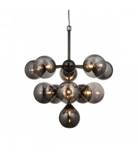 Oscar 11 Light Multi Arm Glass Shade Ceiling Pendant Black Chrome-1
