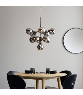 Oscar 11 Light Multi Arm Glass Shade Ceiling Pendant Black Chrome-2