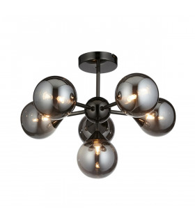 Oscar 6 Light Multi Arm Glass Shade Semi Flush Ceiling Lamp Black Chrome-1