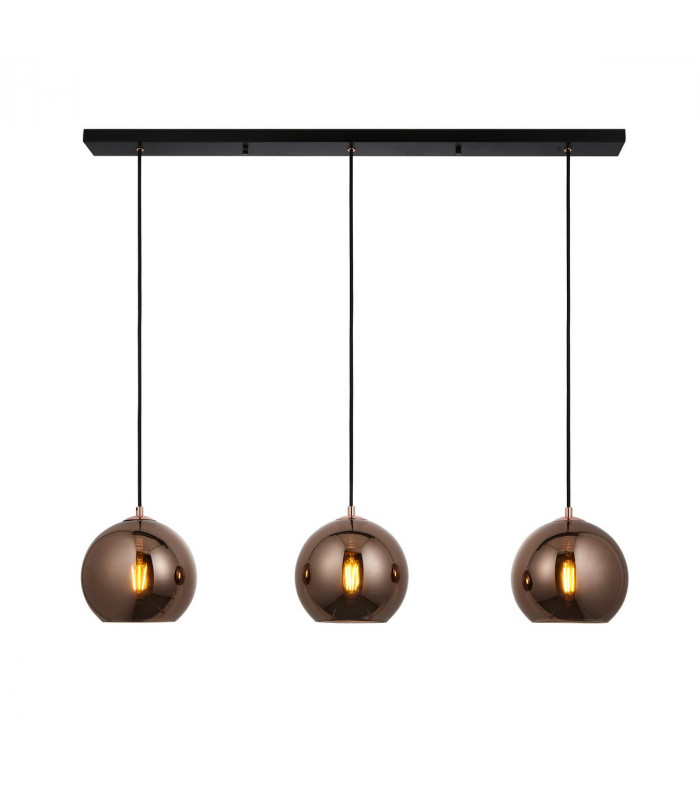 Boli 3 Light Triple Ceiling Pendant Copper Mirrored Glass-1
