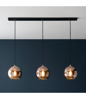 Boli 3 Light Triple Ceiling Pendant Copper Mirrored Glass-2
