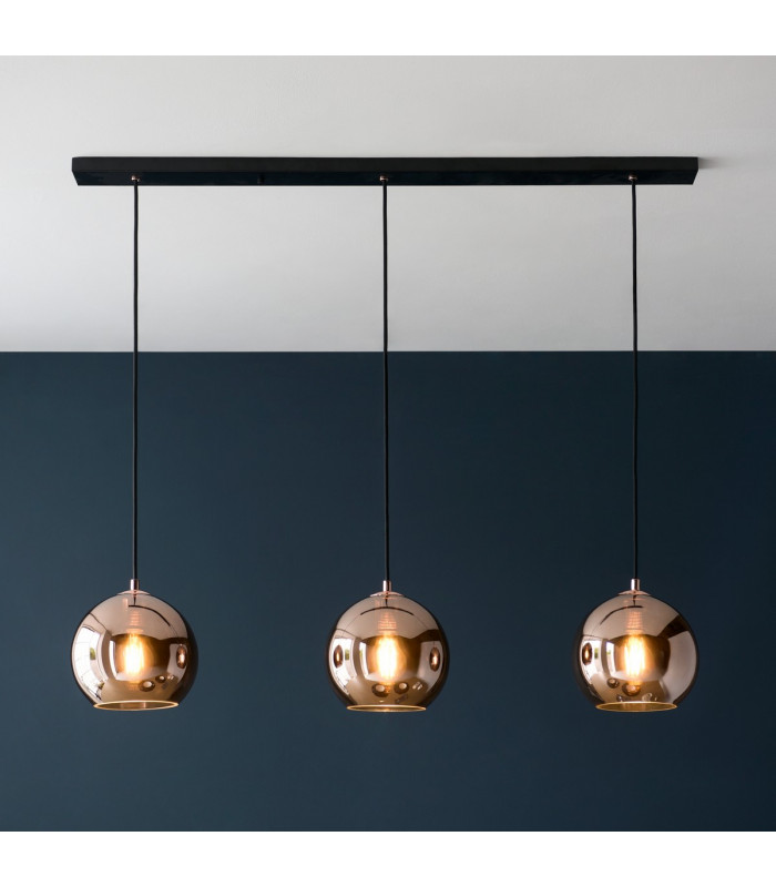 Boli 3 Light Triple Ceiling Pendant Copper Mirrored Glass-2