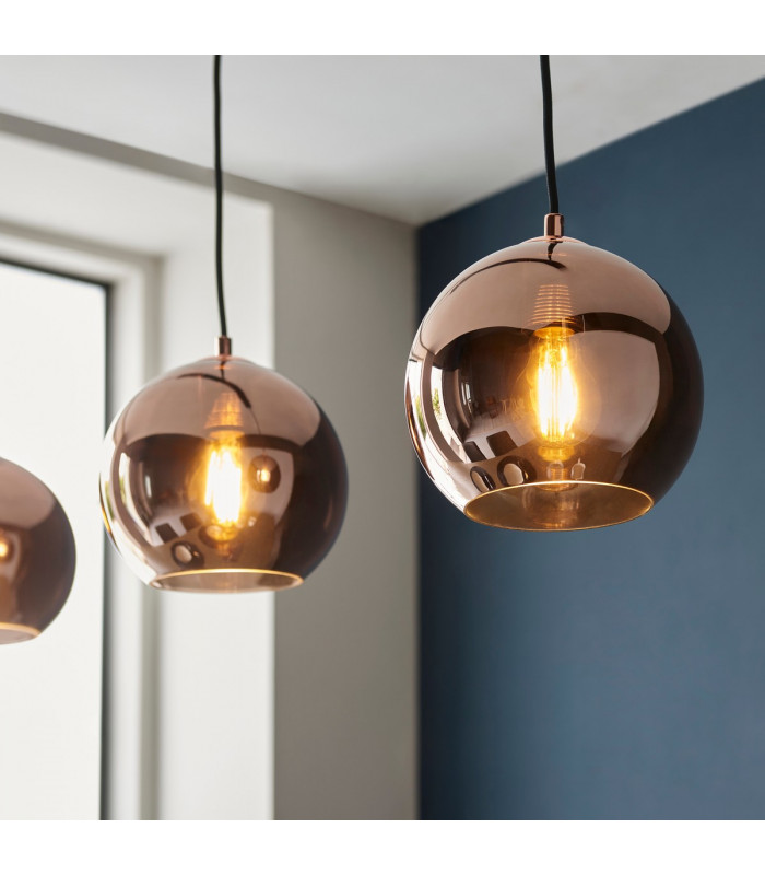 Boli 3 Light Triple Ceiling Pendant Copper Mirrored Glass-5
