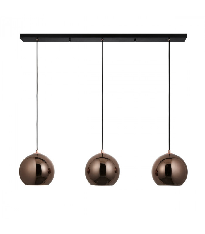 Boli 3 Light Triple Ceiling Pendant Copper Mirrored Glass-8