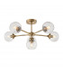 Allegra 6 Light Multi Arm Glass Shade Semi Flush Ceiling Lamp Antique Brass-1