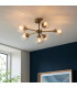 Allegra 6 Light Multi Arm Glass Shade Semi Flush Ceiling Lamp Antique Brass-3