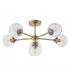 Allegra 6 Light Multi Arm Glass Shade Semi Flush Ceiling Lamp Antique Brass-8