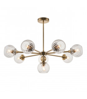 Allegra 8 Light Multi Arm Glass Shade Ceiling Pendant Antique Brass-1